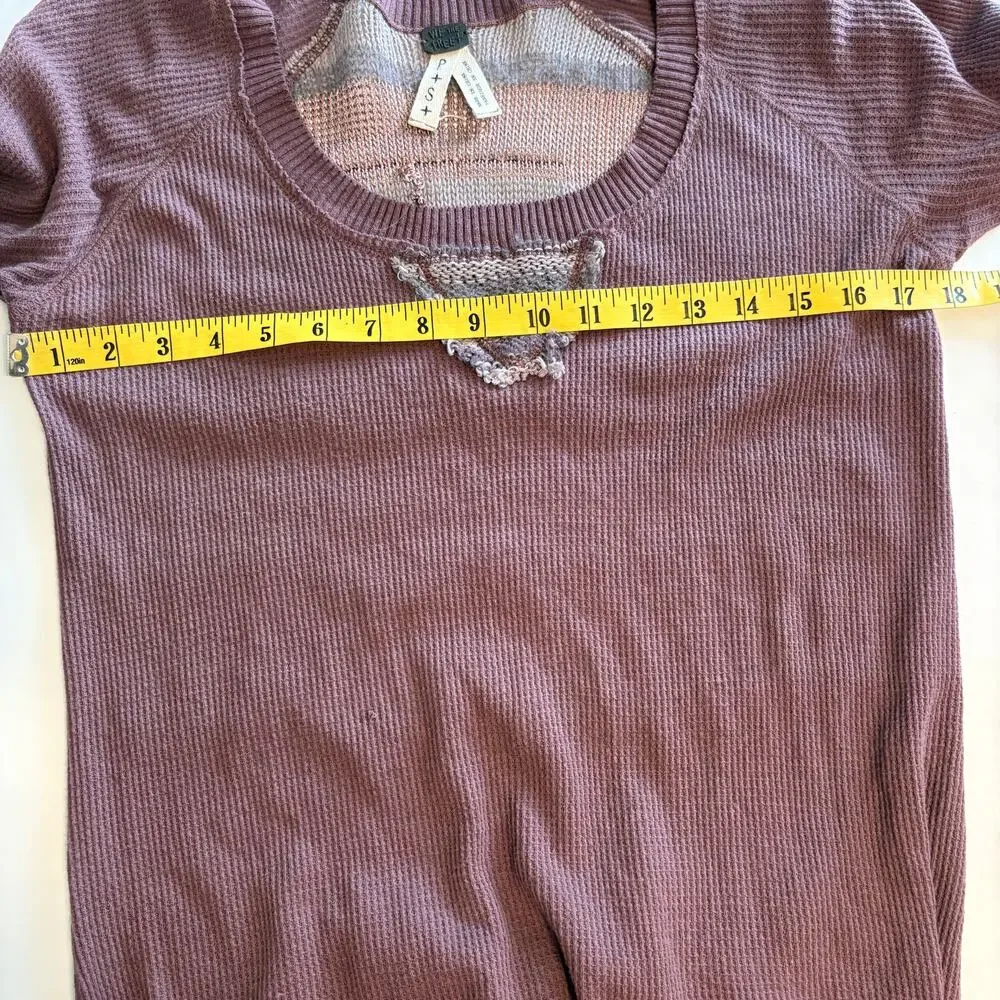 Free People Eco Thermal Raglan Tunic Sweater Womens Small Rose Brown High Low